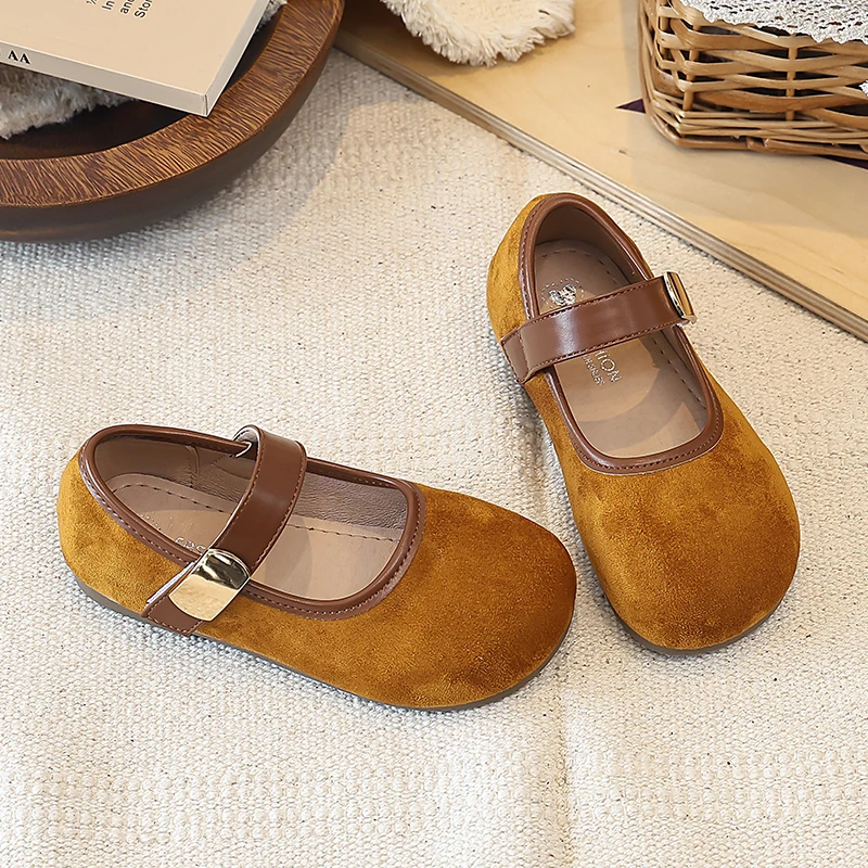 Leichte Wildleder-Mary-Jane-Schuhe für Kleine Mädchen mit Schnallenverschluss, Rutschfester Weicher Flacher Sohle für Drinnen und Draußen, Frühling und Herbst – Detail 7