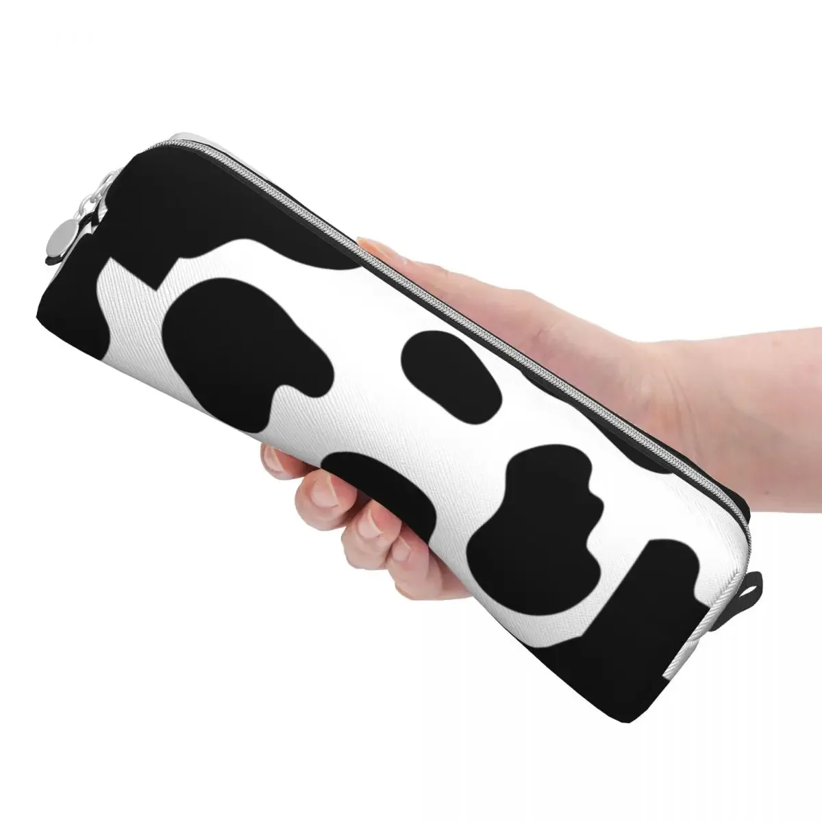 Aesthetic Cow Print Pencil Case New Black and White Pen Bags Student Big Capacity Students School Cosmetic  Pouch