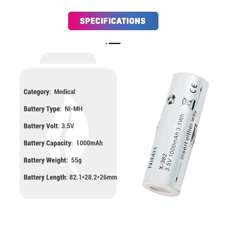 High Quality Ni-MH 3.5V 1000mah Replacement X-02.99.382 BATT/110904-A1 Me dical Battery for Hei ne X-382 B eta Handles