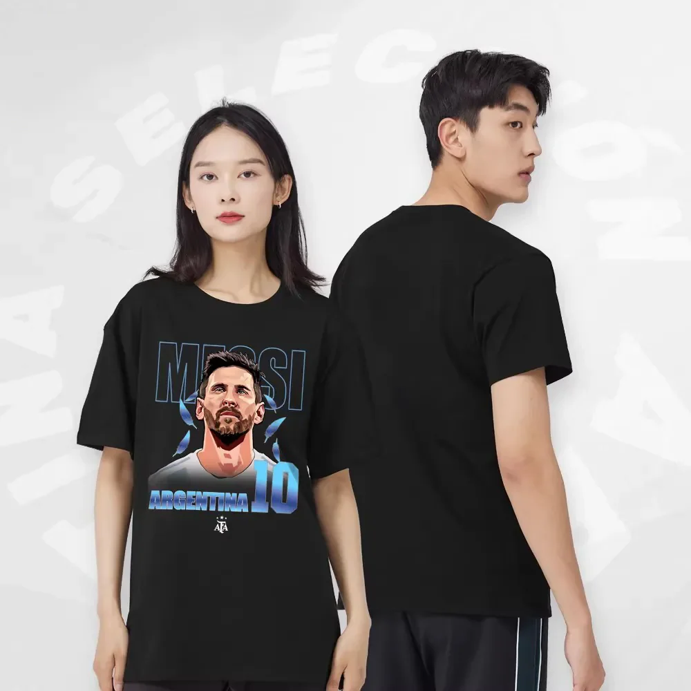 Lionel Messi Argentina 10 Graphic T Shirt GOAT Memorial Jersey Men Women Football Star Portrait Casual Short Sleeve Soccer Tee
