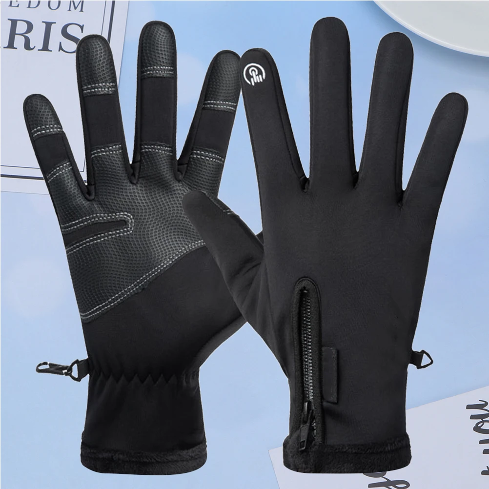 

1Pair Warm Windproof Cycling Gloves Winter Waterproof Touch Screen Non-Slip Mountain Bike Gloves Outdoor Riding Black Xl