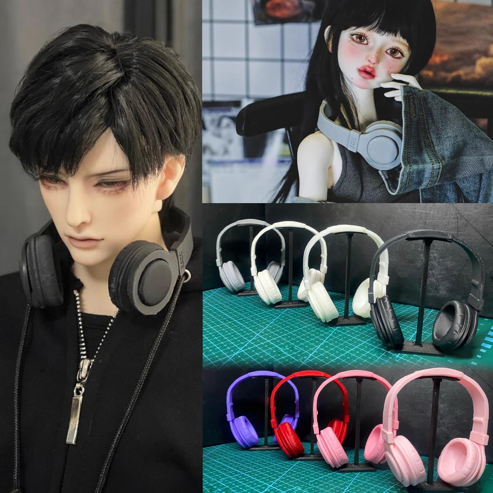 D09-P101 children handmade toy 1/6 1/4 1/3 bjd Doll Accessories photo props grey purple white black pink headset 1pcs