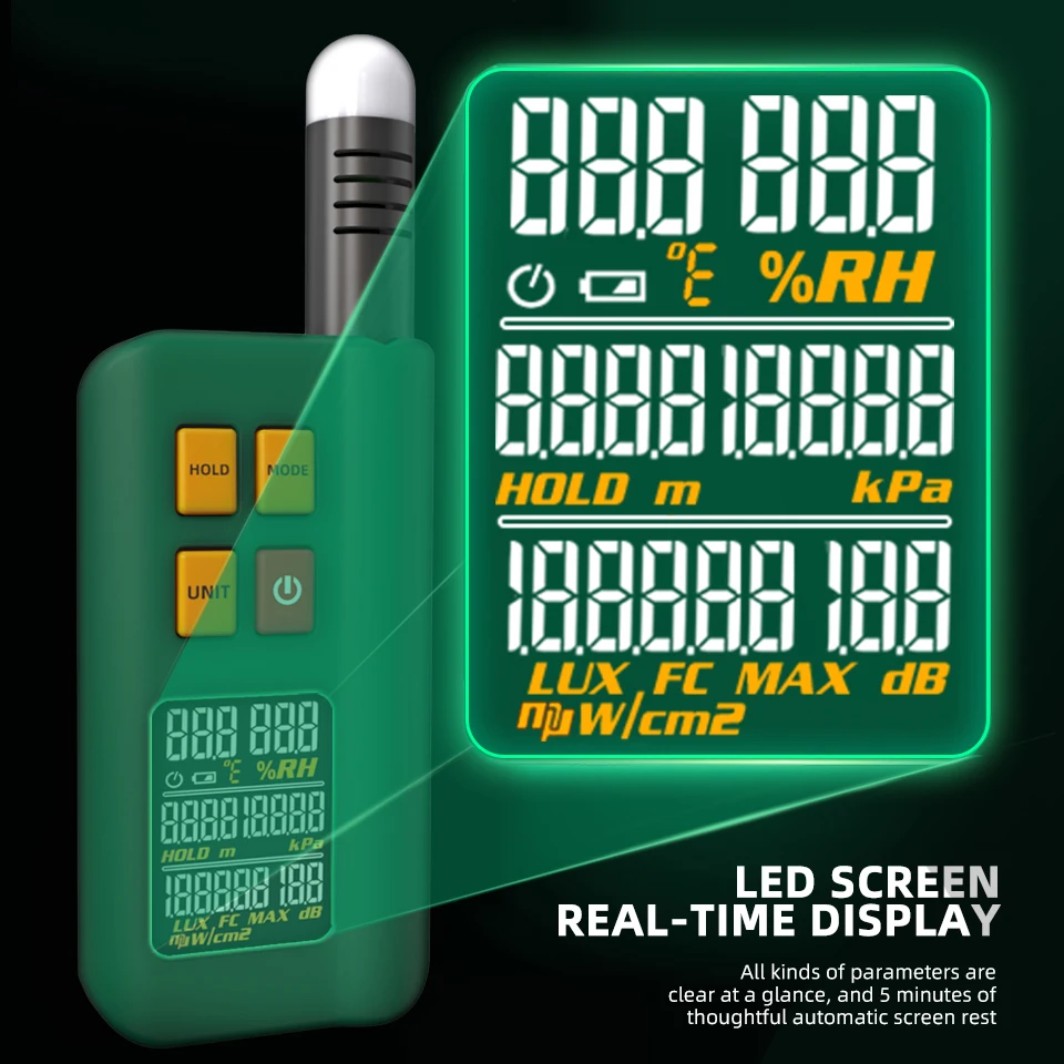 GX1 Ambiente Integrado Detector, 6 em 1, Medidor De Temperatura, Higrômetro, Termômetro, Pressão Barométrica, Valor, Teste De Altitude