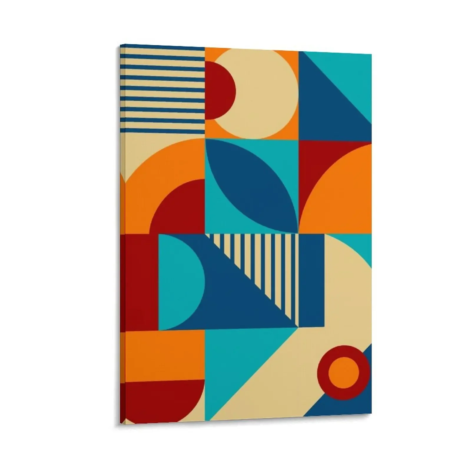 

Blue Orange Yellow Orange and Red Mid Century modern pattern Bauhaus patterns on Canvas Painting Bedroom deco