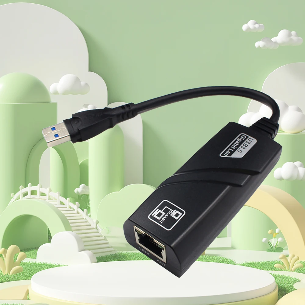 بطاقة شبكة إيثرنت RJ45 سلكية USB 3.0 إلى جيجابت LAN (10/100/1000) محول شبكة ميجابت في الثانية للكمبيوتر الشخصي