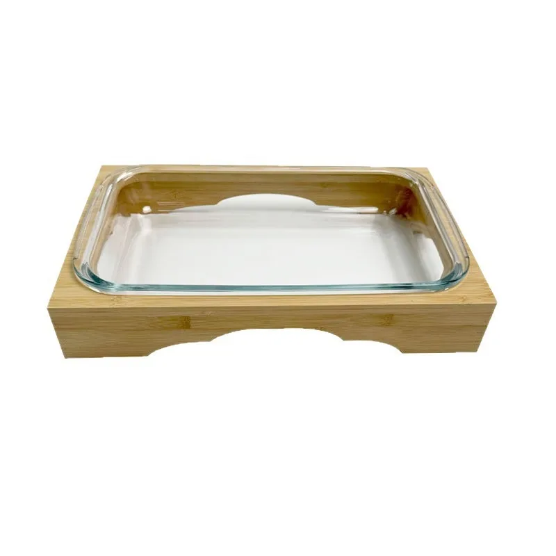 Creative glass fruit plate with bamboo frame Living room fruit plate Dining High temperature hotel restaurant Buffet