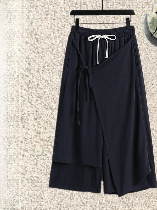 

Мужские льняные брюки свободного кроя в стиле ретро, повседневные, широкие, прямые, летние, легкие, дышащие, в стиле Ханьфу, модные, молодежные