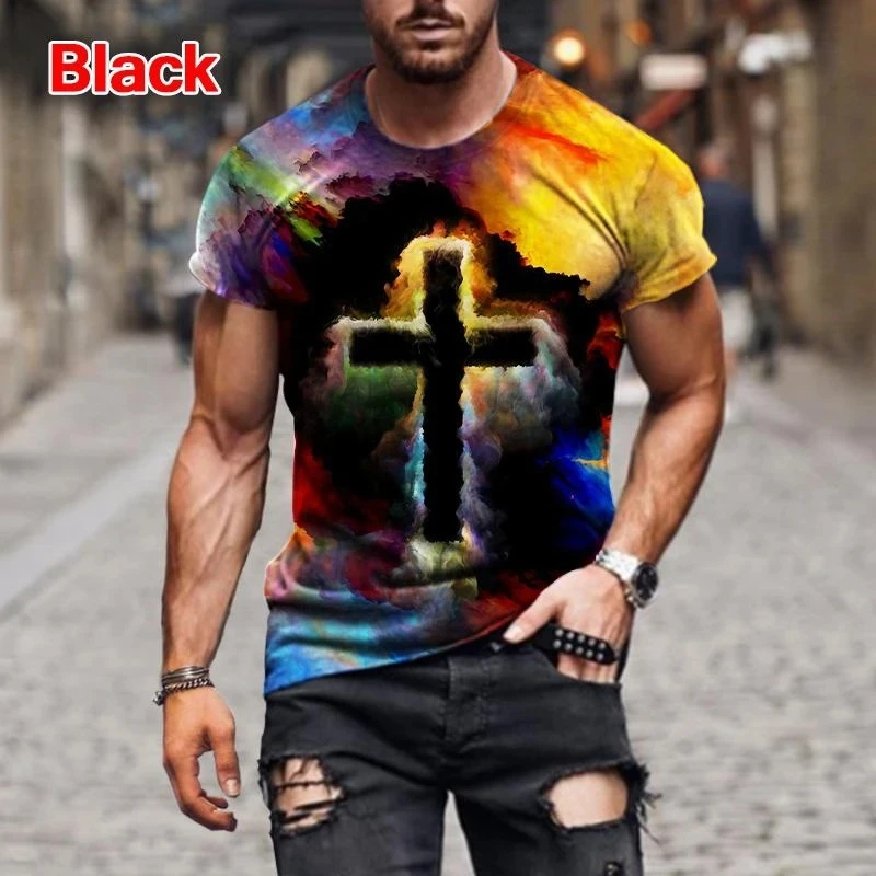 Men/women Fashion Christian Cross Jesus Printed 3D T-shirt Oversized Tee Shirt Casual Vintage Hip Hop Short Sleeve Mens Clothing