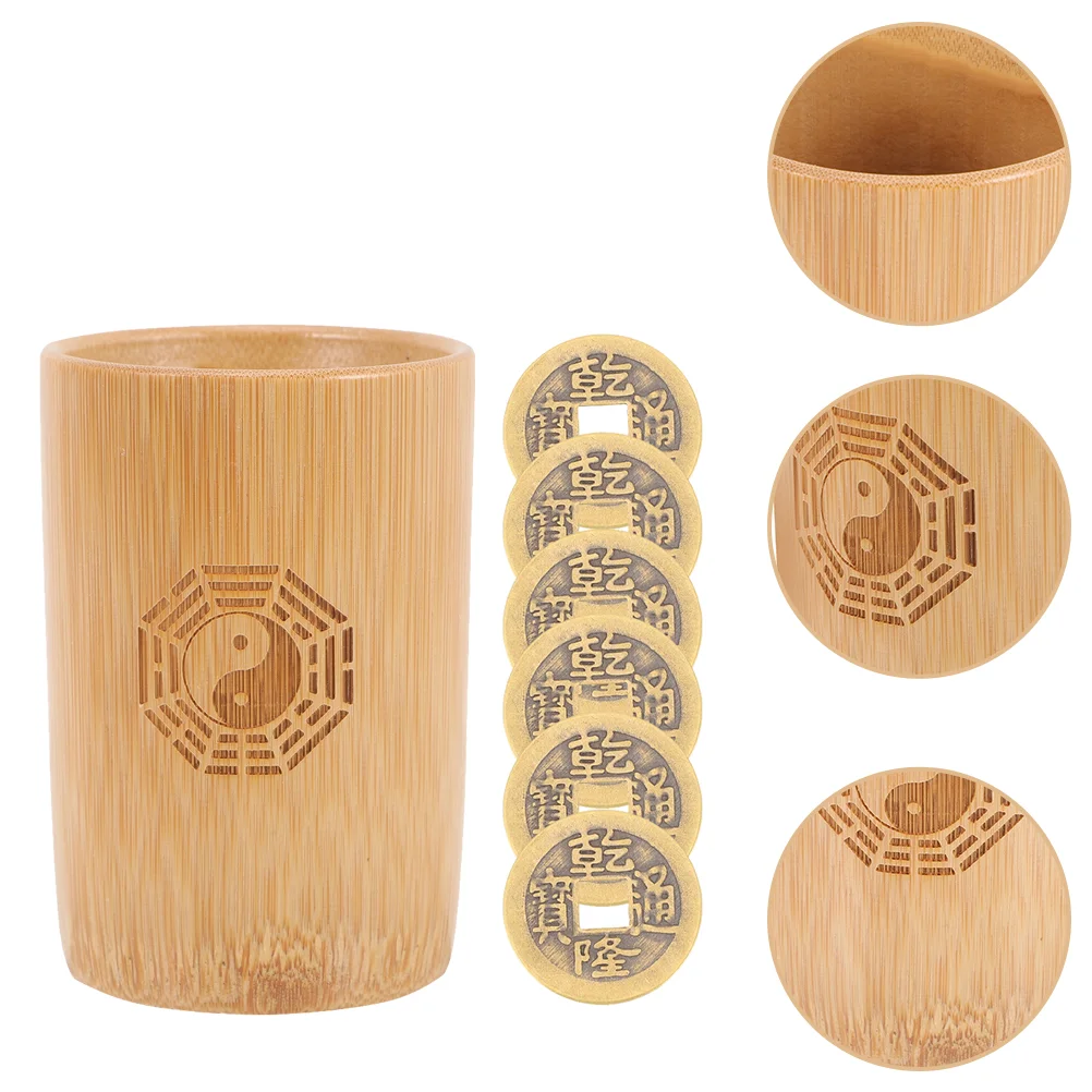 Decor I Ching Divination Bamboo Tube Chinese Prop Props Game Fortune Telling Vintage Accessories