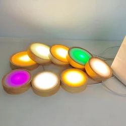 Base luminosa de madera con alimentación por USB, soporte de lámpara de exhibición de luz LED de colores, adorno artístico para decoración del hogar