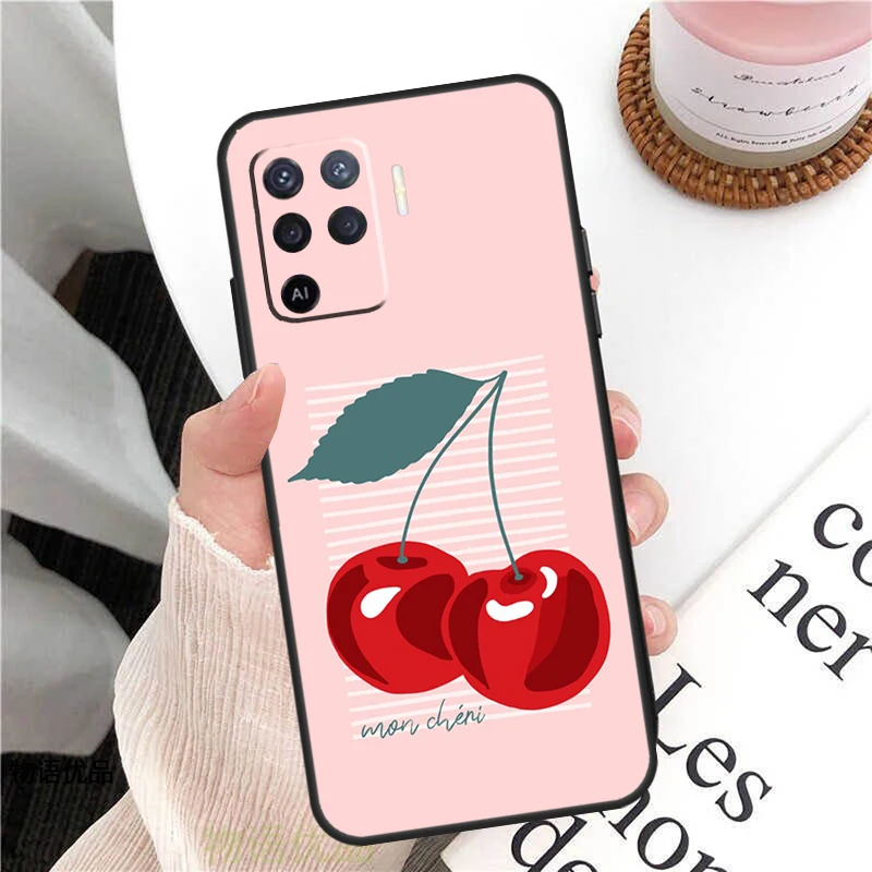 Casing Buah Musim Panas Ceri Merah untuk Oppo A98 A58 A78 A18 A38 A60 A80 A40 A77 A57 A17 A74 A54 A94 A96 A76 A16 A15 A5 Pro