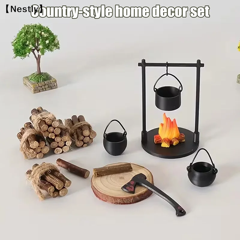 Miniature Campfire Teapot Modern Fantasy-themed Miniature Sculpture Decorations, Home And Kitchen DIY Craft Accessories〔Nest〕
