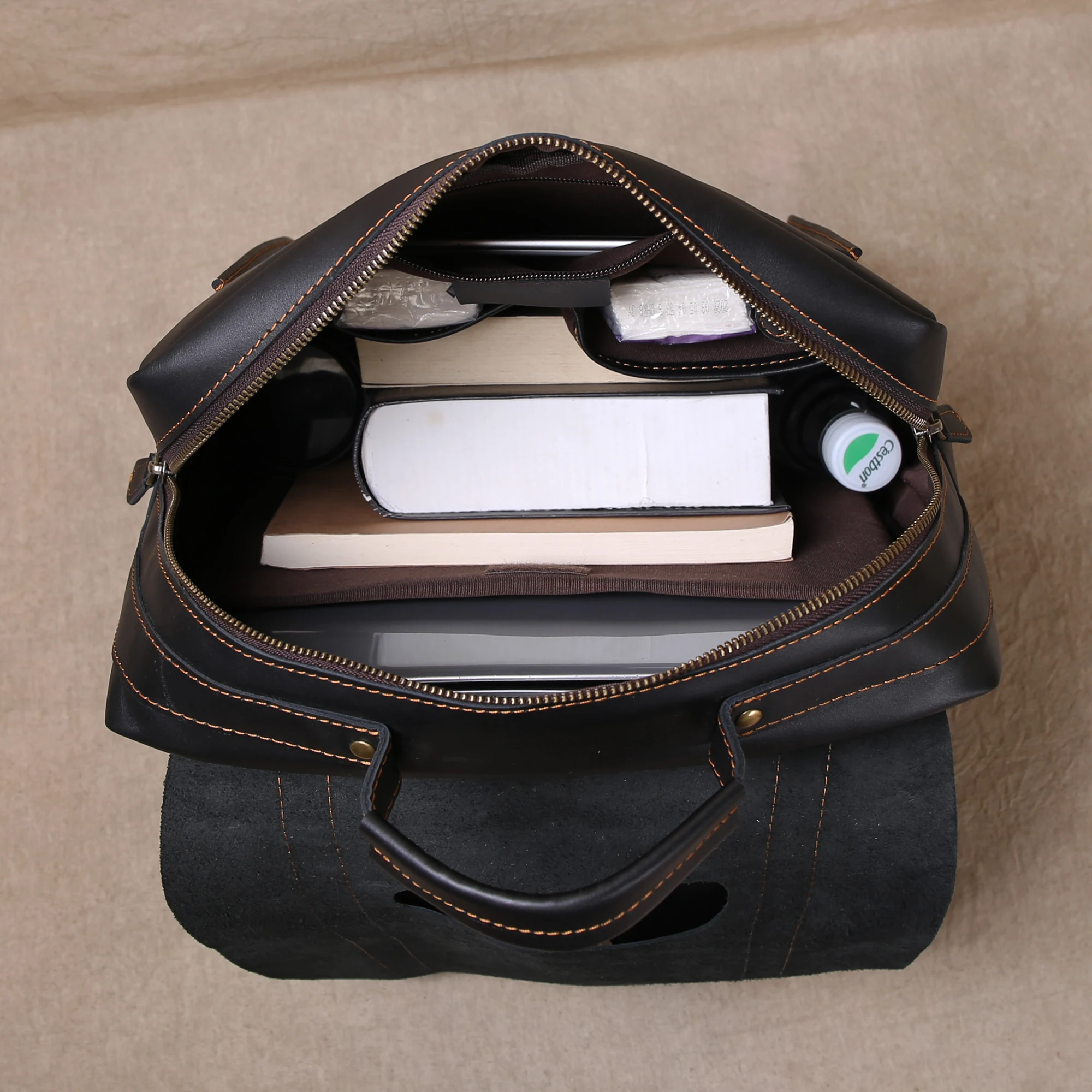 Retro Crazy Horse Leather Backpack Men's Head Layer Cowhide Large Capacity Travel Backpack Leather Computer Backpack