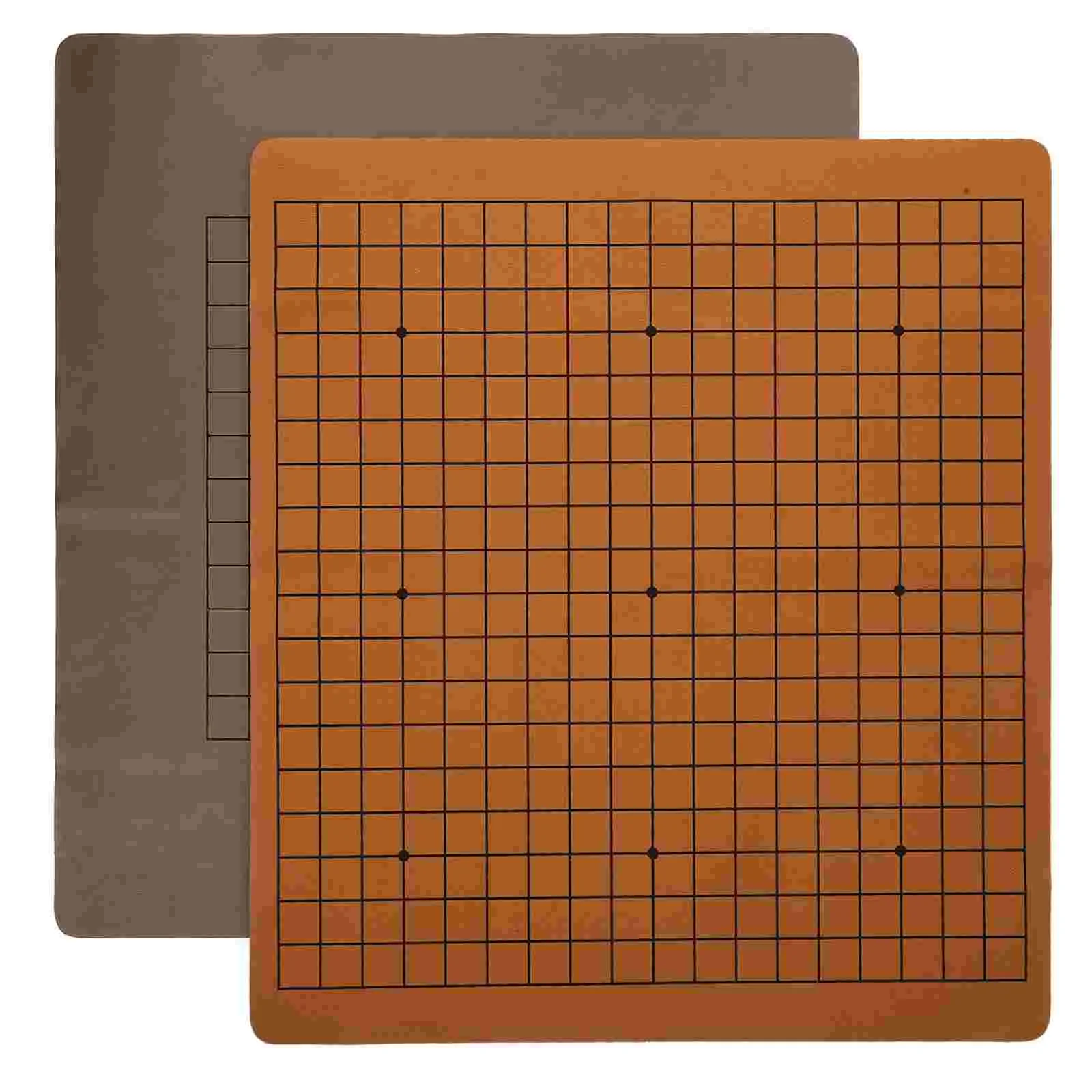 

2 Pcs Play Mat Checkerboard Folding Chess Gobang Game Supplies Foldable Chessboard Brown Double Sided Travel