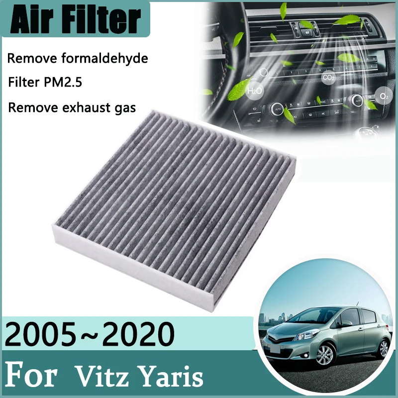 Activated Carbon Air Conditioner Filter For Toyota Vitz Yaris 2005-2020 XP90 XP130 2019 2018 2017 Accessories Engine Filter Grid