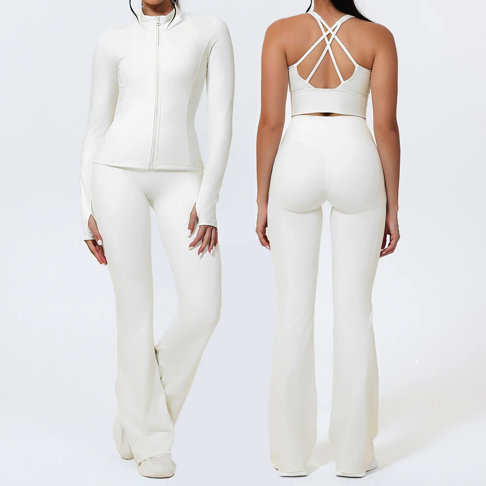 

2PCS Yoga Suit Sports Set Yoga Clothing Gym Set Women Tracksuit Running Workout Clothes Long Sleeve Sports Bra Athletic Wear