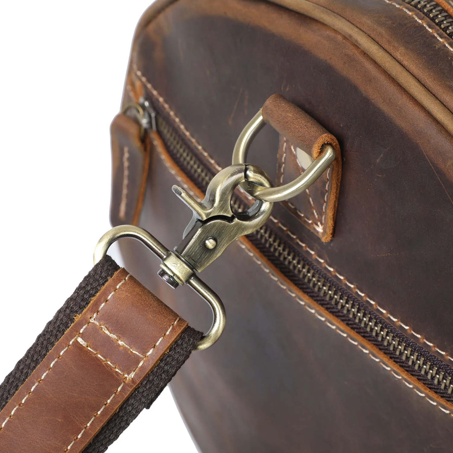 S.WORKER Vintage Vollnarbenleder-Reisetasche für Herren, Echtleder, Große Kapazität, Weekender-Reisetasche – Detail 14