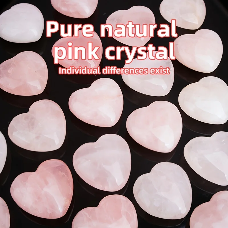 45mm Rose Quartz Heart Pink Crystals Healing Stone Gifts Natural Reiki Quartz Love Crystal Decor Pocket Meditation Good Luck Rel