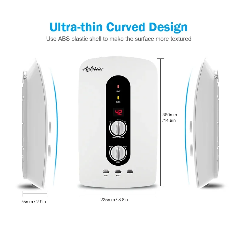 Natychmiastowy elektryczny podgrzewacz ciepłej wody CE ROHS z pompą wspomagającą do prysznica w łazience hotelowej