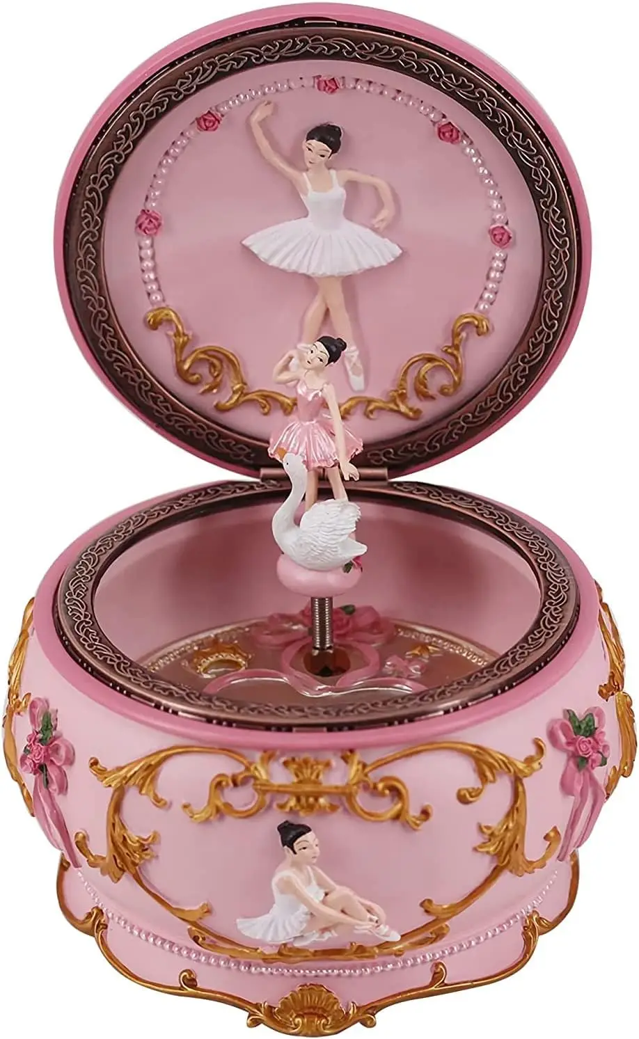 Classical Ballerina Music Box with Colorful Lights, 18-Note Wind Up for Birthday Christmas Gift