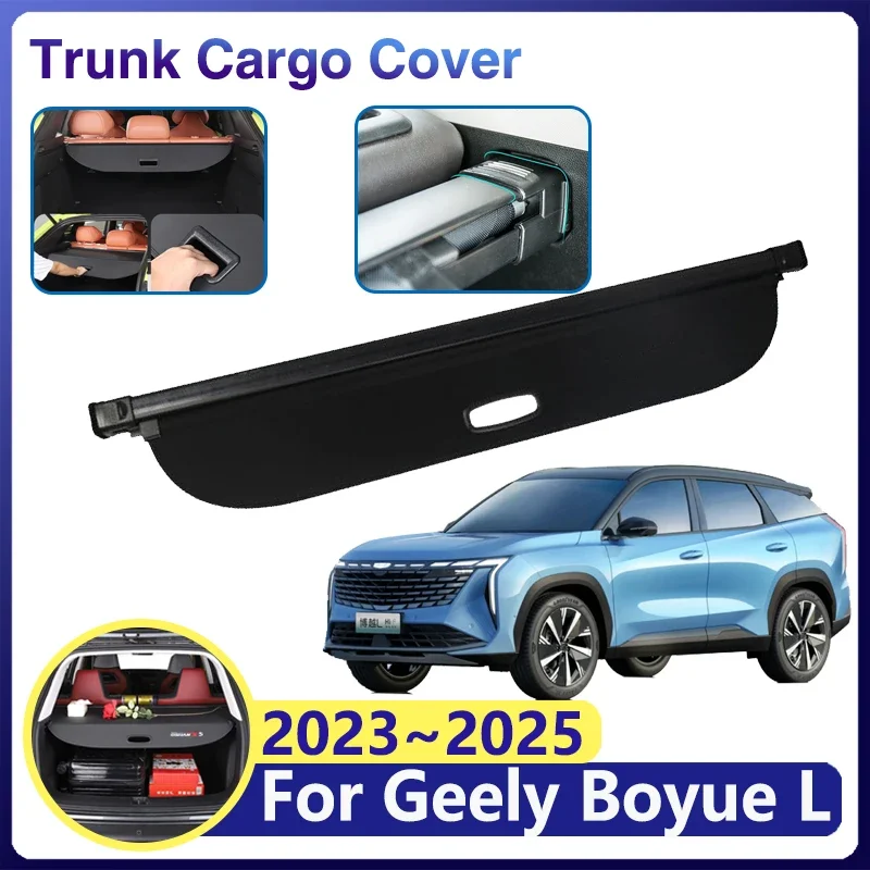 

Car Trunk Curtain for Geely Boyue L 2023 Accessories FX11 2024 2025 Luggage Storage Rear Boot Tray Cargo Cover Retractable Shade