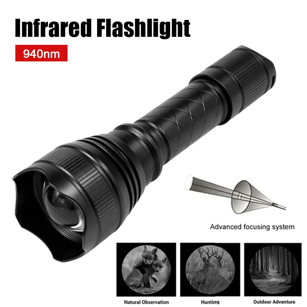 T21 Infrared IR 850nm/940nm Night Vision LED Tactical Flashlight Zoom IPX6 Waterproof Torch Use 18650 Battery Hunting Lantern