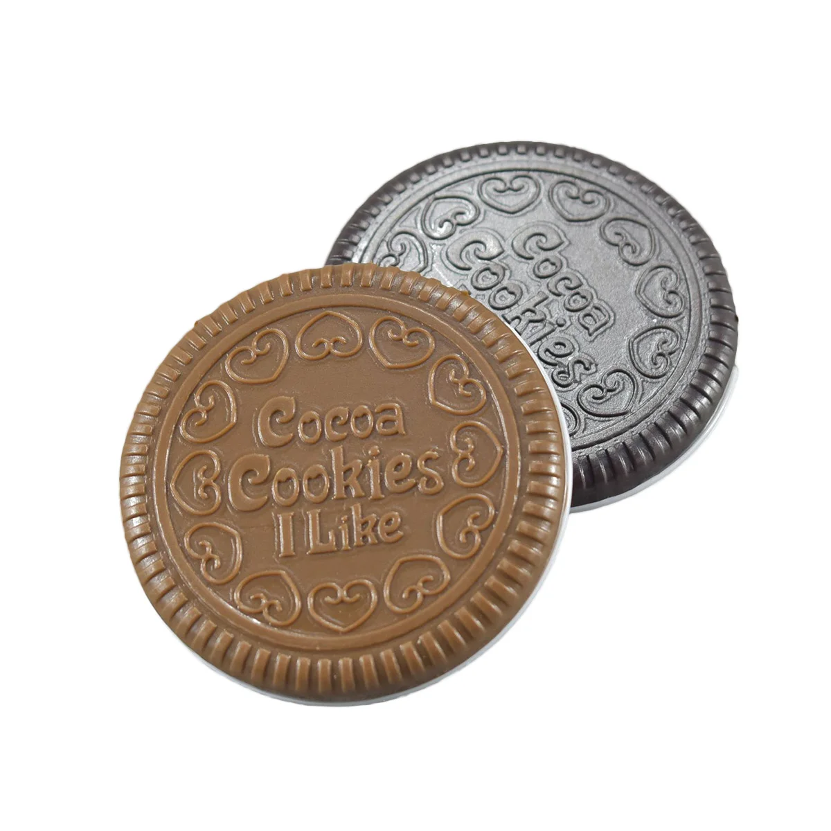 チョコレートクッキー風のクリアコンパクトミラー、女性の必需品、軽量ポケットミラー