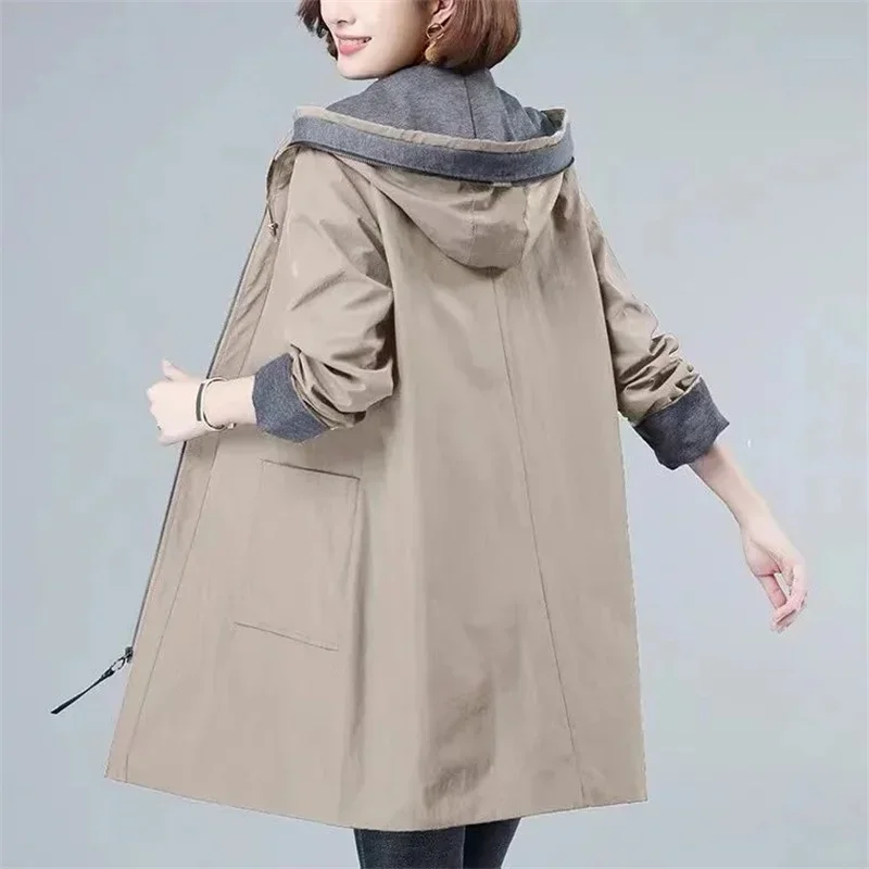 

2022 New Spring Women's Jacket Long Sleeve Overcoat Casual Loose Basic Coat Hooded Windbreaker Female Loose Jackets Outwear 6XL