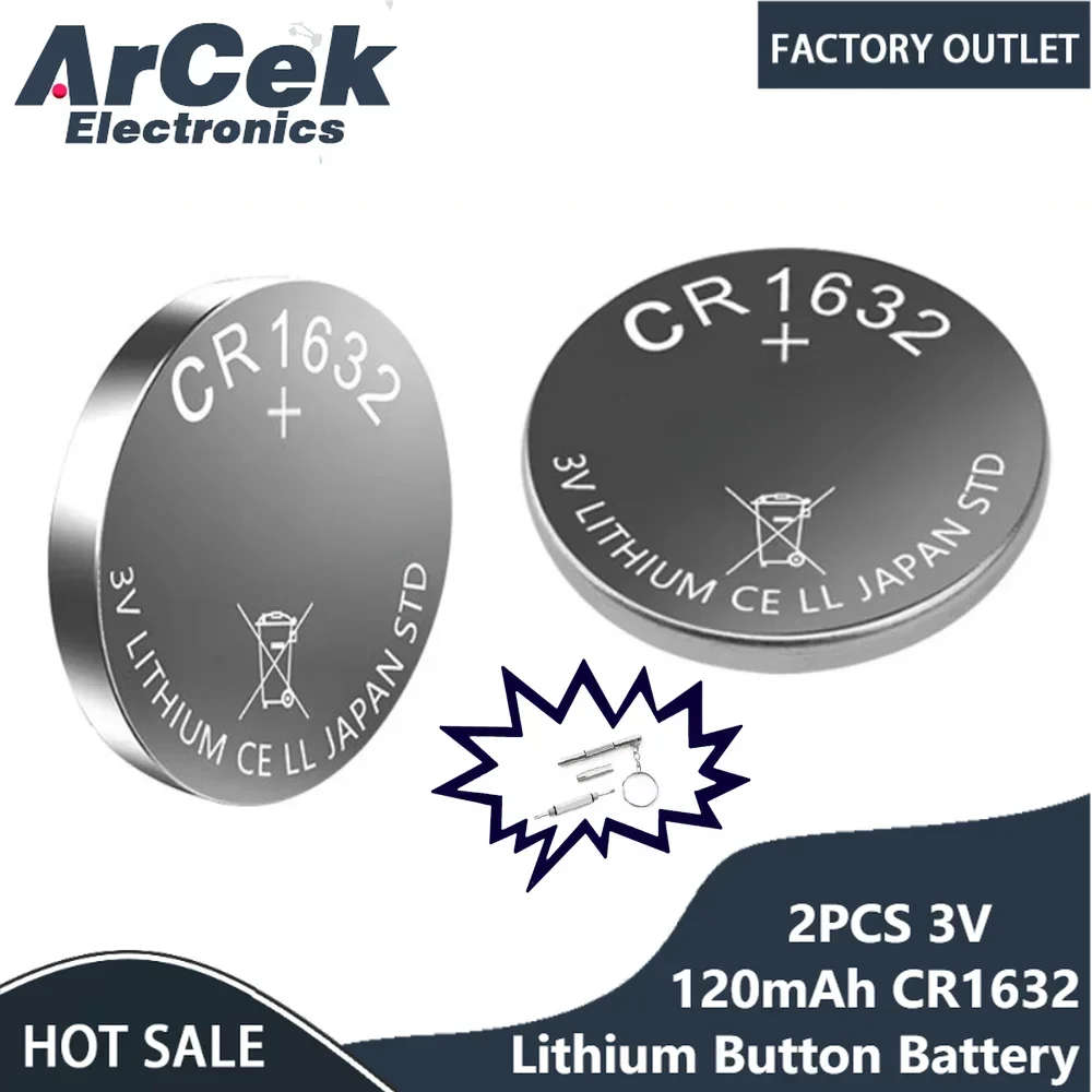 2PCS CR1632 Button Batteries CR 1632 DL1632 BR1632 LM1632 ECR1632 Lithium Coin Cells for Watch Toy Remote Control Dropshipping