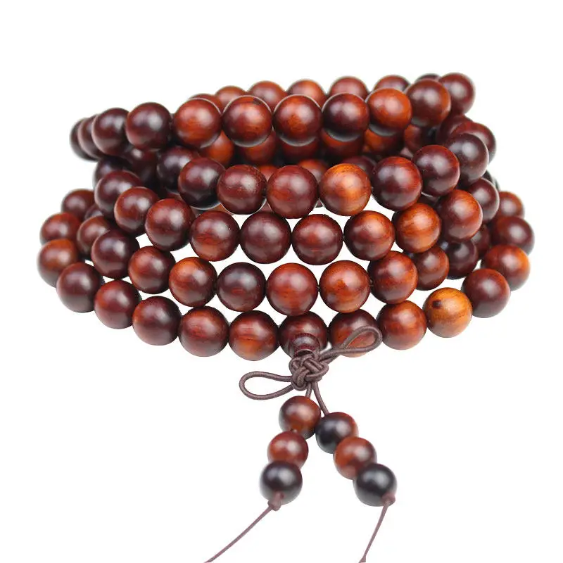 

108 Beads Indian Small Leaf Rosewood Prayer Bracelet High Density Water Sinking Mud Material Chicken Blood Red Gifts
