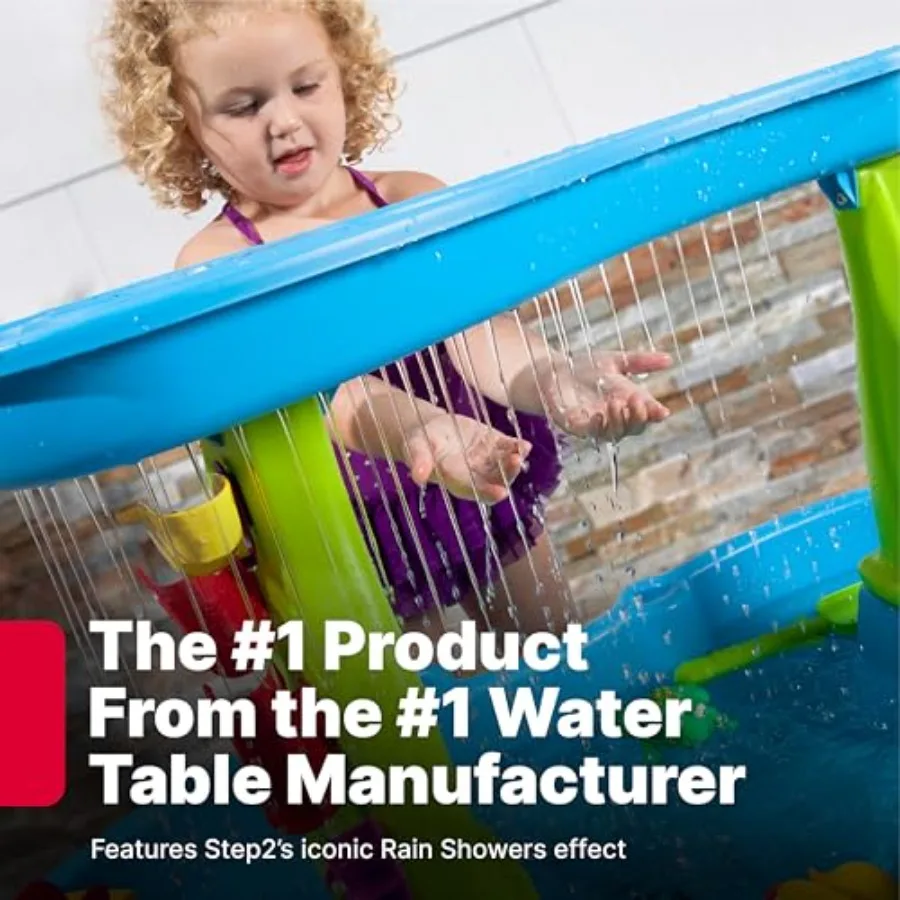 Mesa de agua para estanque contra salpicaduras de duchas de lluvia, juego sensorial de actividades de agua y arena para niños, juguetes de verano al aire libre, accesorios de juguete acuático de 13 piezas
