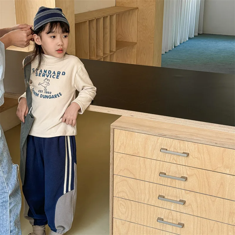 2025 Winter New Children Fleece Trousers Solid Boys Warm Sweatpants Plus Velvet Thick Girls Harem Pants Cotton Kids Casual Pants