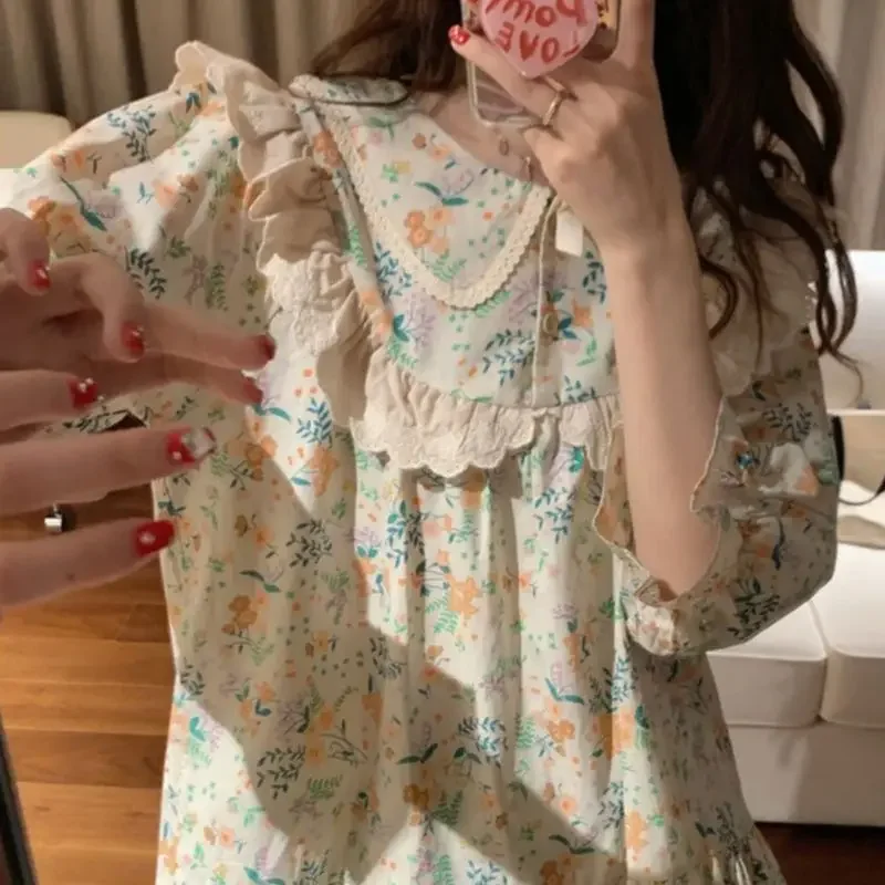 Sleepwear Women's Clothes Spring Fall New Thin Home Loose Cozy Simple Affordable Skinny High Quality Soft Sophisticated Sweet