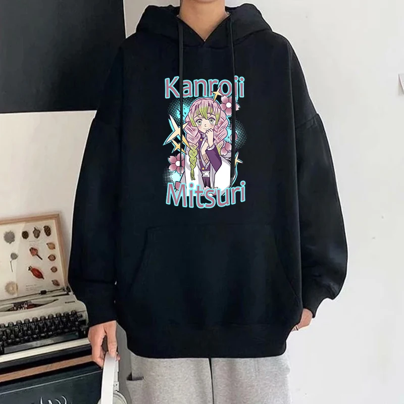 Anime Kanroji Mitsuri Print Sweatshirt Women\'S Casual Top Harajuku Fashion Hooded Sweatshirt Long Sleeve Pullover