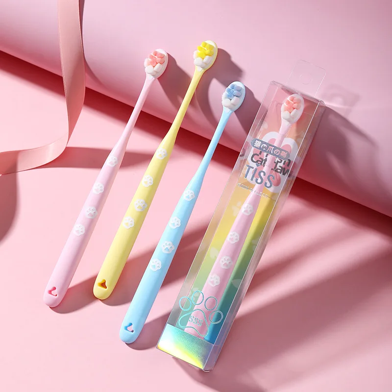 

New Adult Cat Paw 10000 Soft Bristled Toothbrush Household Children Care Toothbrush Circular Small Head Efficient Cleaning Teeth