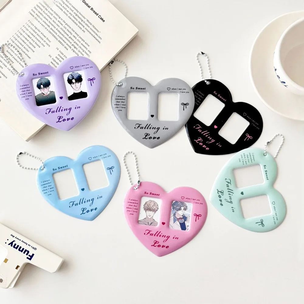 Card Cover Double Lattice Heart-shaped CP Card Cover Bag Hanging Certificate According To The Star Small Card Storage Key Chain