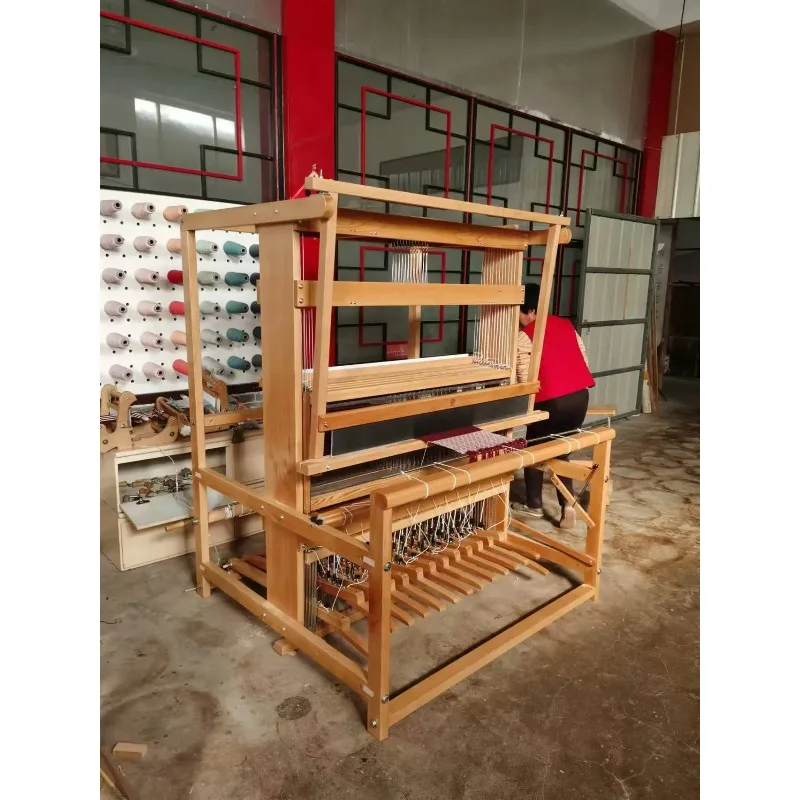 آلة نول نسيج النسيج الصلبة الخشبية الطبيعية