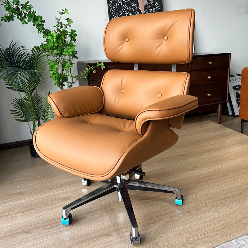 Computer Leather Office Chair Reclining Study Swivel Comfortable Office Chair Ergonomic Orange Cadeiras De Escritorio Furniture