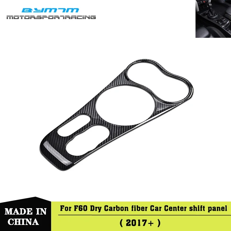 Dry Carbon fiber Control console Shift panel Car interior trim Shift knob paster Two side stickers For MINI F60