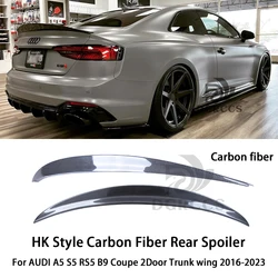 For AUDI A5 S5 RS5 B9 Coupe 2Door HK Style Carbon fiber Rear Spoiler Trunk wing 2017-2025 Carbon fiber Glossy black