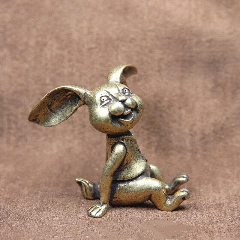 Solid Brass Lucky Rabbit Statue Desktop Vintage Brass modern exquisite handicrafts
