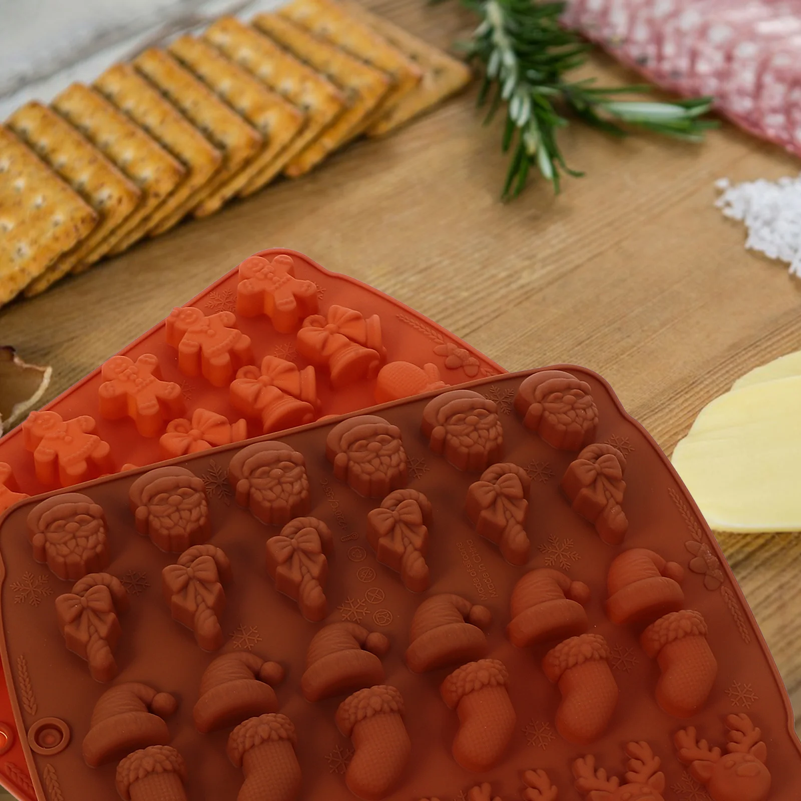 2 Stuks Siliconen DIY Chocolade Snoep Schimmel Flexibele Kerst Bakken Tool voor Leuke Jelly Fondant Gebak Kerst Siliconen Mal