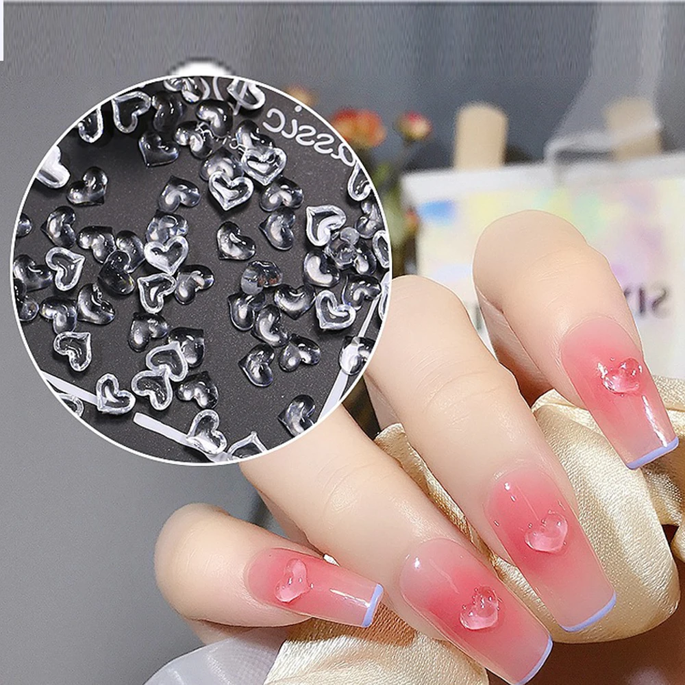 Wholesale/Branded Custom Nail Decorations Transparent Heart Nail Accessories Small Heart Nail Decorations New Popular Accessorie