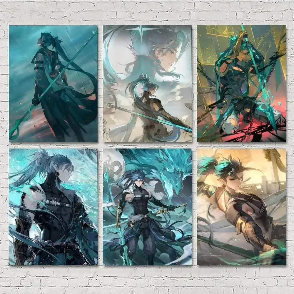 Game Wuthering Waves General Qinglong JIYAN Poster Self-adhesive Art Waterproof Paper Sticker Coffee House Bar Room Wall Decor