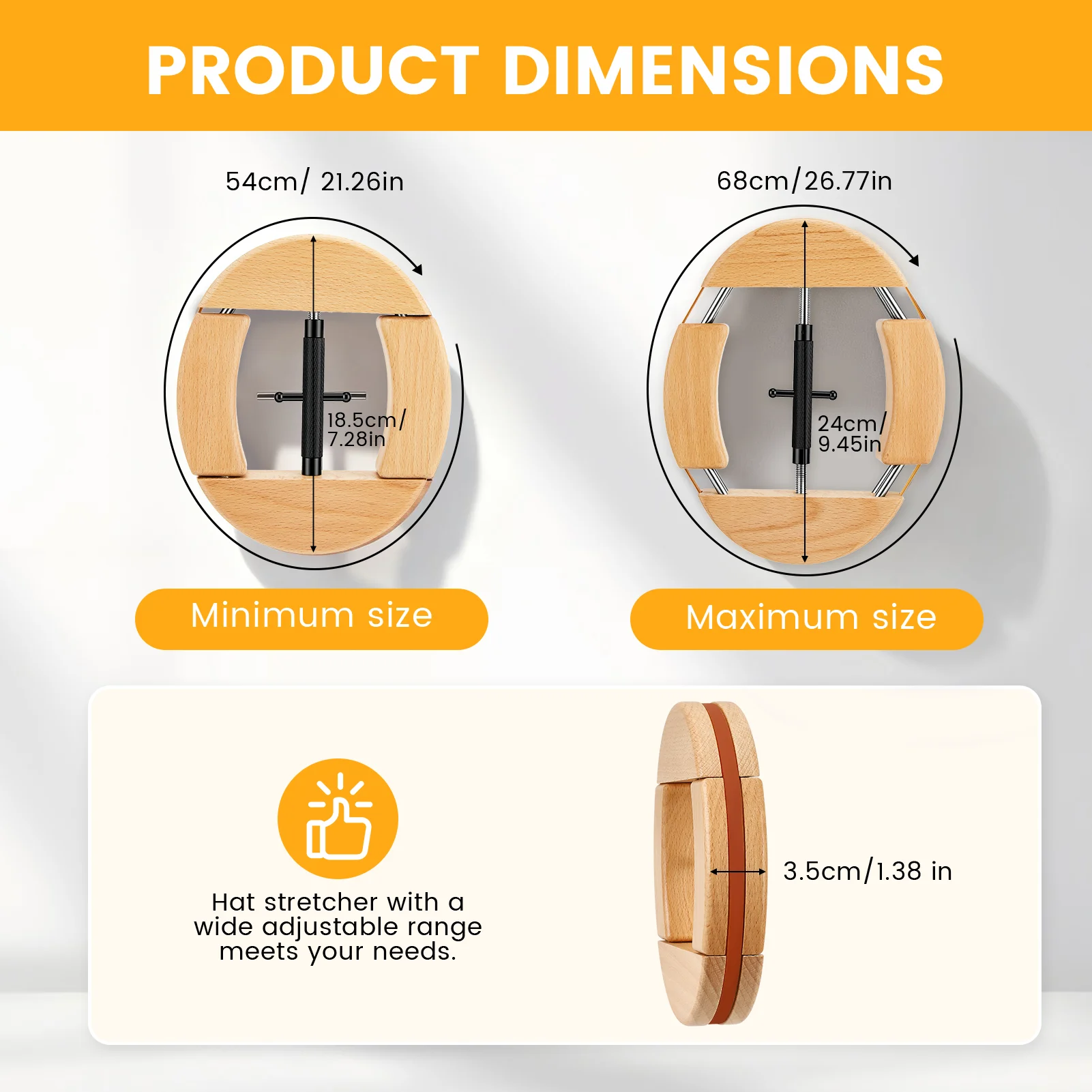 4 Way Adjustable Wooden Hat Stretcher Cap Shape Maintainer Premium Hat Rack for Storage Cowboy Baseball Holders