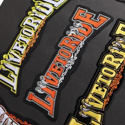 Four colors punk style lettersizes: 31x11cm Iron-On Patches Clothe Embroidery Applique Sewing Supplies Decorative Badges