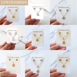 LUXUKISSKIDS Flower Rose Jewelry Sets For Women Fairy Moon Stars Pineapple Pendant Necklace Earrings Romantic Office Accessories