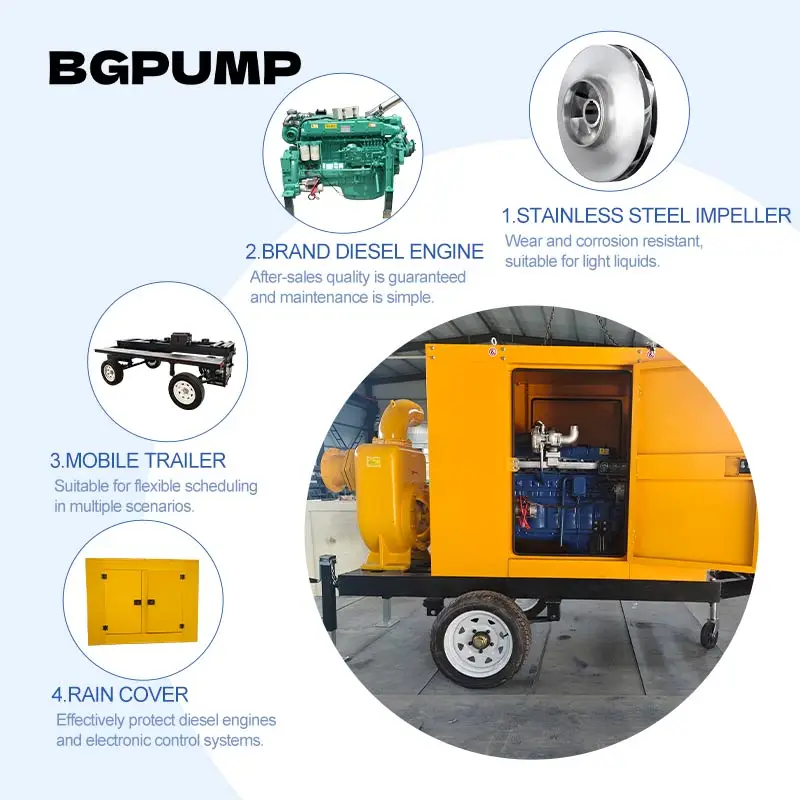 8-Inch Volute Water Pump 30hp Diesel Engine Mixed Flow Large Irrigation Agricultural Centrifugal Pump For Drainage Flood Control