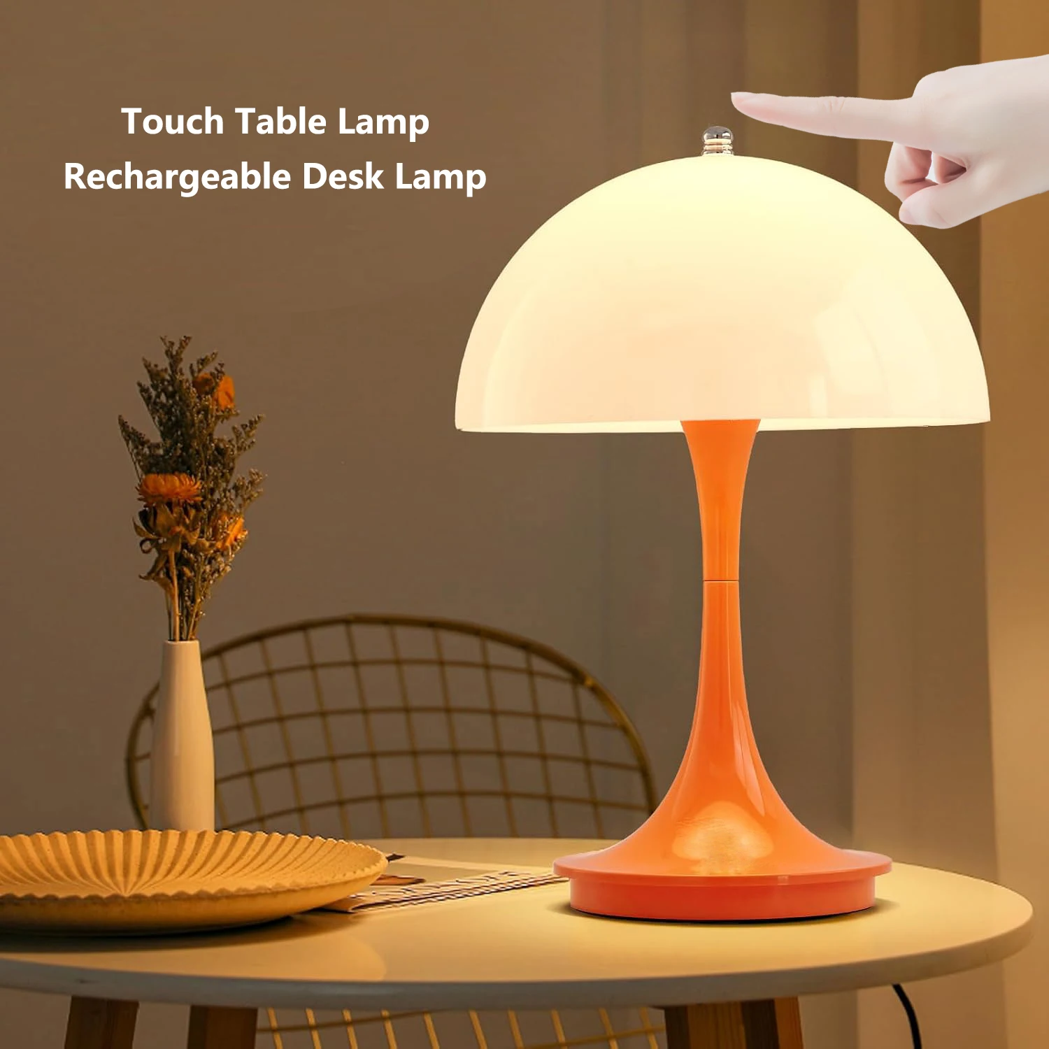 Mushroom 3color Dimming Rechargeable LED Table Lamps Decoration Night for Hotel Portable Night Light Simple Modern Decoration