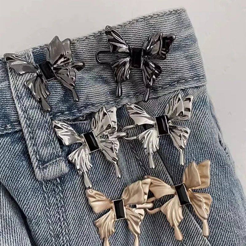 

Butterfly Shaped Adjustable Waist Buckle Extender Jeans Waist Extender Button Pin Pants Waist Tightener Detachable Jean Button